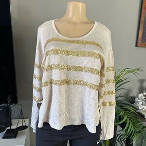 Copper Key sequin striped long sleeves top size M